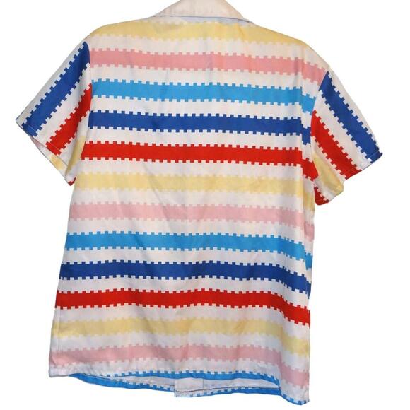 UNIQUE XL Colorful Striped Short Sleeve Shirt - Picture 3 of 3